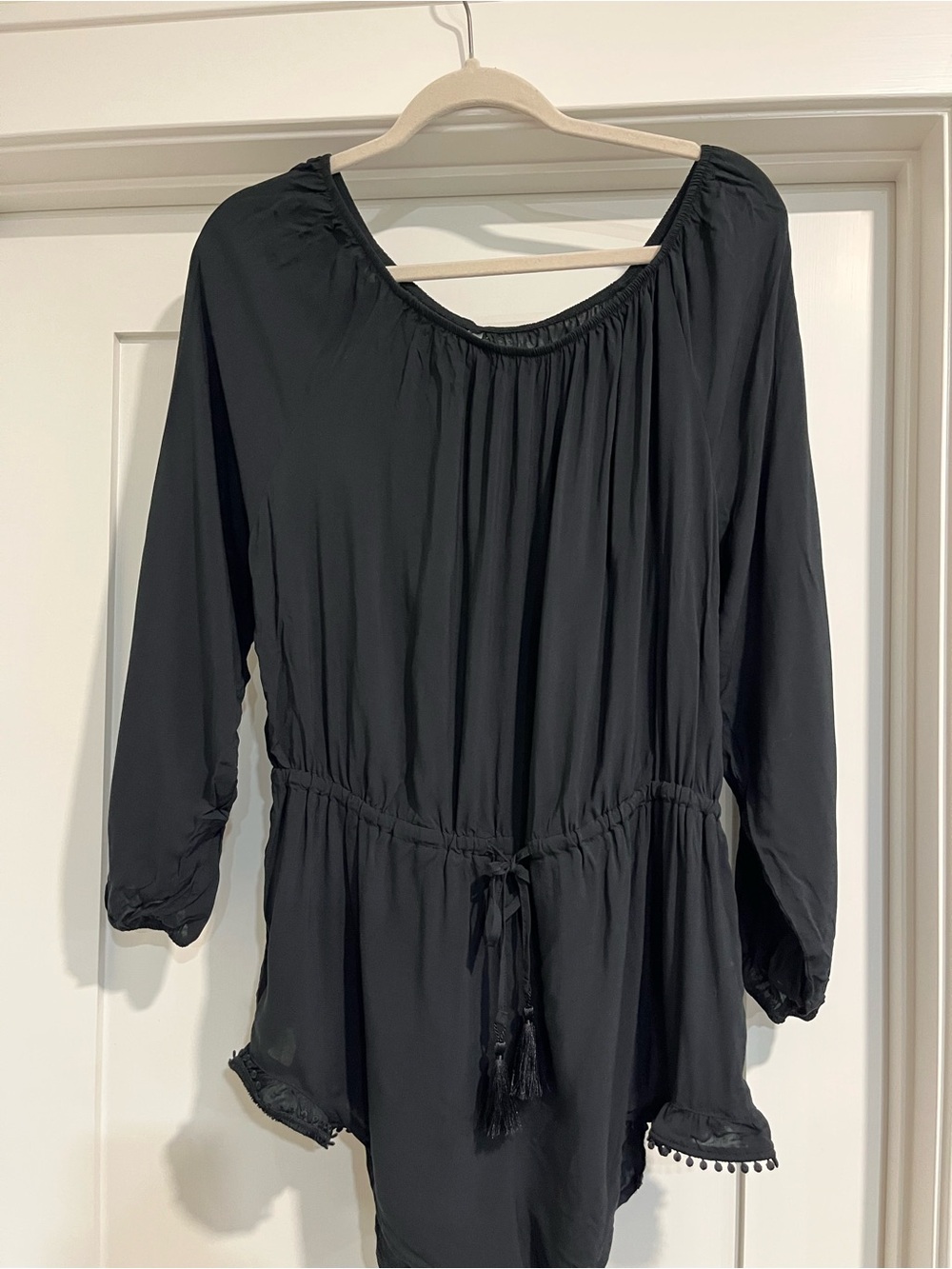 Victoria's Secret Black Long Sleeve Peasant Romper